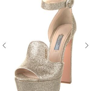 Prada Women's Glitter Platform Heels - Gold
